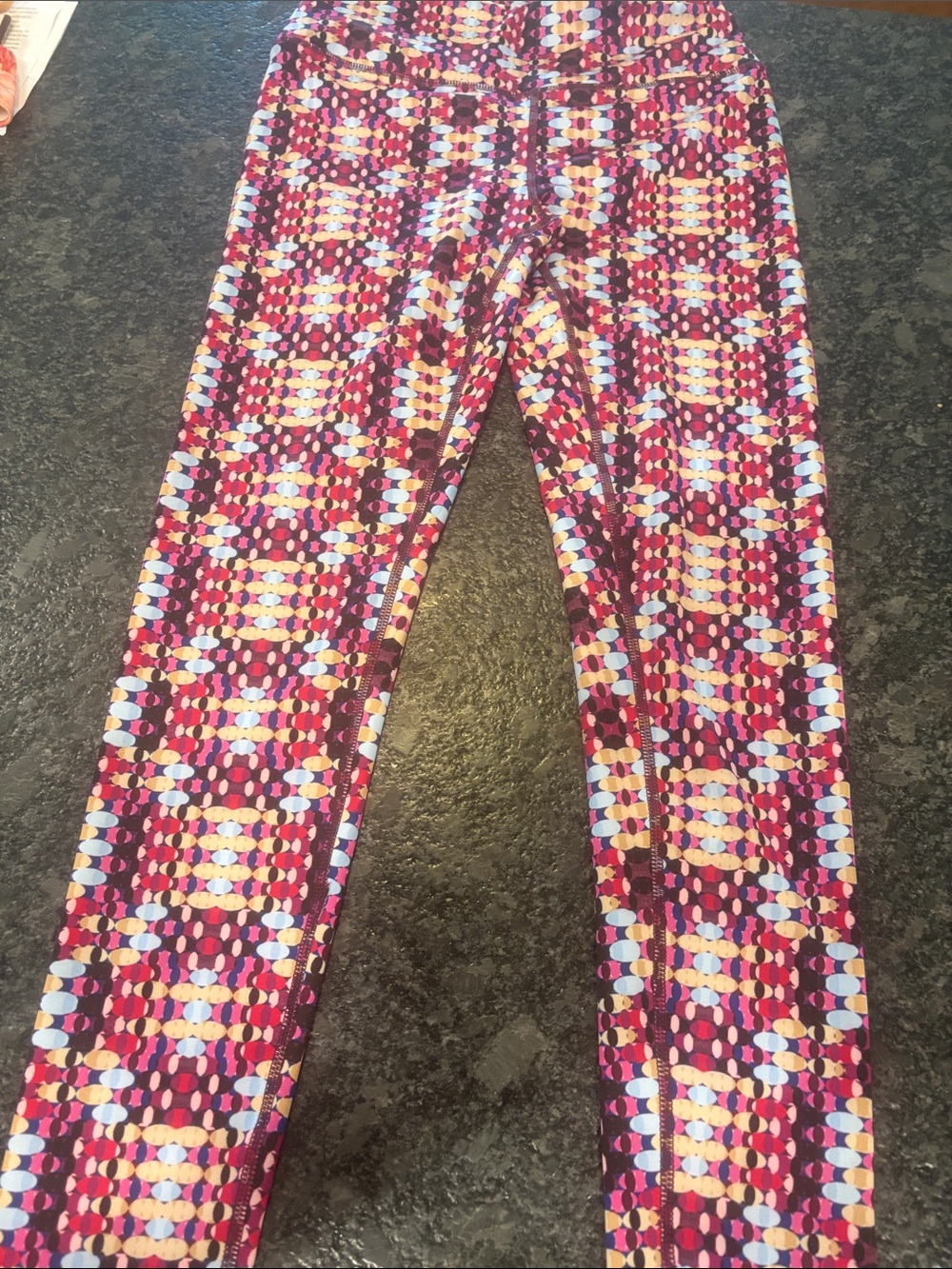 Free People Pink & Burgundy Geometric Patterned Leggings